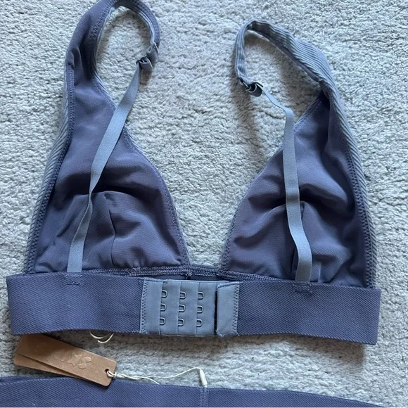 Nwt SKIMS Pacific Cotton Rib Plunge Bralette and Thong Set size XXS - Picture 5 of 6